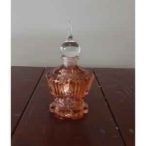 Vintage Czech Pink Cut Glass Perfume Bottle